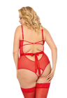 Zmysłowe body z otwartym krokiem - plus size, czerwone