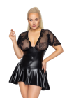 Krótka sukienka z haftowanym tiulem - plus size