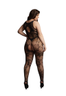 Koronkowy bodystocking z wysokim dekoltem i wycięciem keyhole