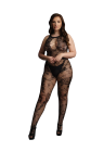 Koronkowy bodystocking z wysokim dekoltem i wycięciem keyhole