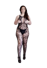 Koronkowy bodystocking z wysokim dekoltem i wycięciem keyhole