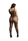 Koronkowy bodystocking z efektem pończoch plus size