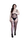 Koronkowy bodystocking z efektem pończoch plus size
