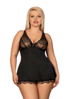 Kobieca babydoll z różaną koronką