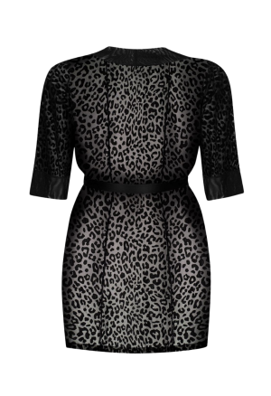 Elegancki peniuar z ciekawym, aksamitnym printem