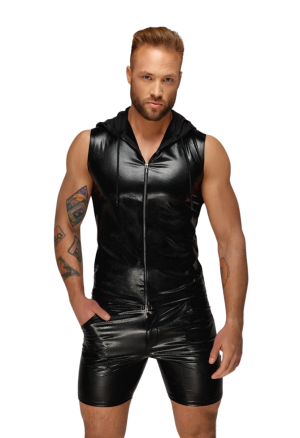 Męski bezrękawnik z kapturem typu wetlook