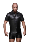 Elegancki T-shirt męski na guziki w stylu wetlook