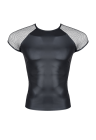Czarny, męski T-shirt, modny wetlook