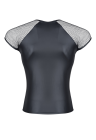 Czarny, męski T-shirt, modny wetlook
