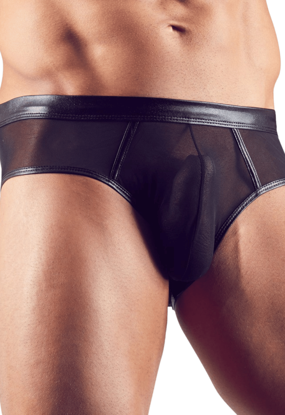 Jockstrapy z delikatnej siateczki wykończone materiałem wetlook
