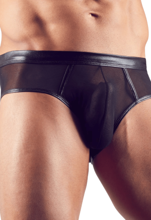 Jockstrapy z delikatnej siateczki wykończone materiałem wetlook