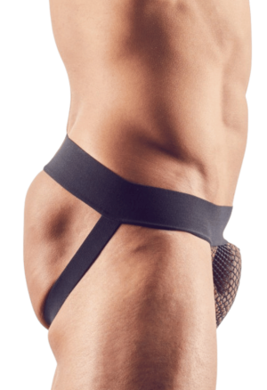 Czarne slipy męskie - Jockstrap z siateczką na przodzie, rozmiar S