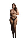 Siateczkowe rajstopy typu suspender z paskami do pończoch plus size