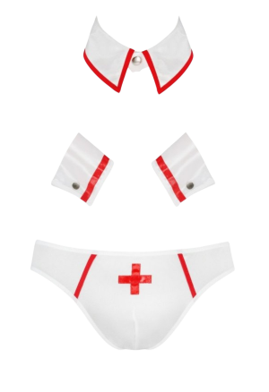 Seksowne, 3-częściowe przebranie pielęgniarza w kolorze białym