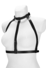 Elegancka, czarna uprząż ze srebrnymi detalami