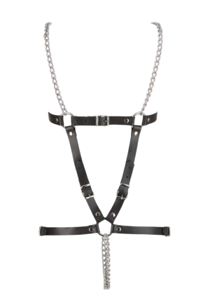 Wyrafinowany, wykonany z czarnej skóry harness