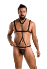 Wyzywający, czarny harness ze stringami