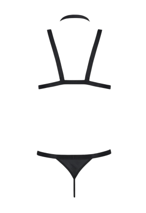 Wyzywający, czarny harness ze stringami