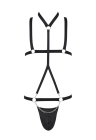 Wyzywający, czarny harness ze stringami