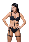 Seksowny harness, body z paseczków - choker i podwiązki