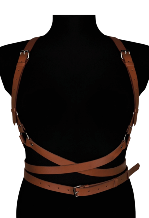 Uprząż z naturalnej skóry - harness kolor brązowy