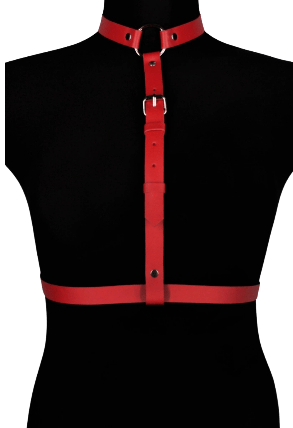 Harness - uprząż zapinana na szyję w czerwonym kolorze