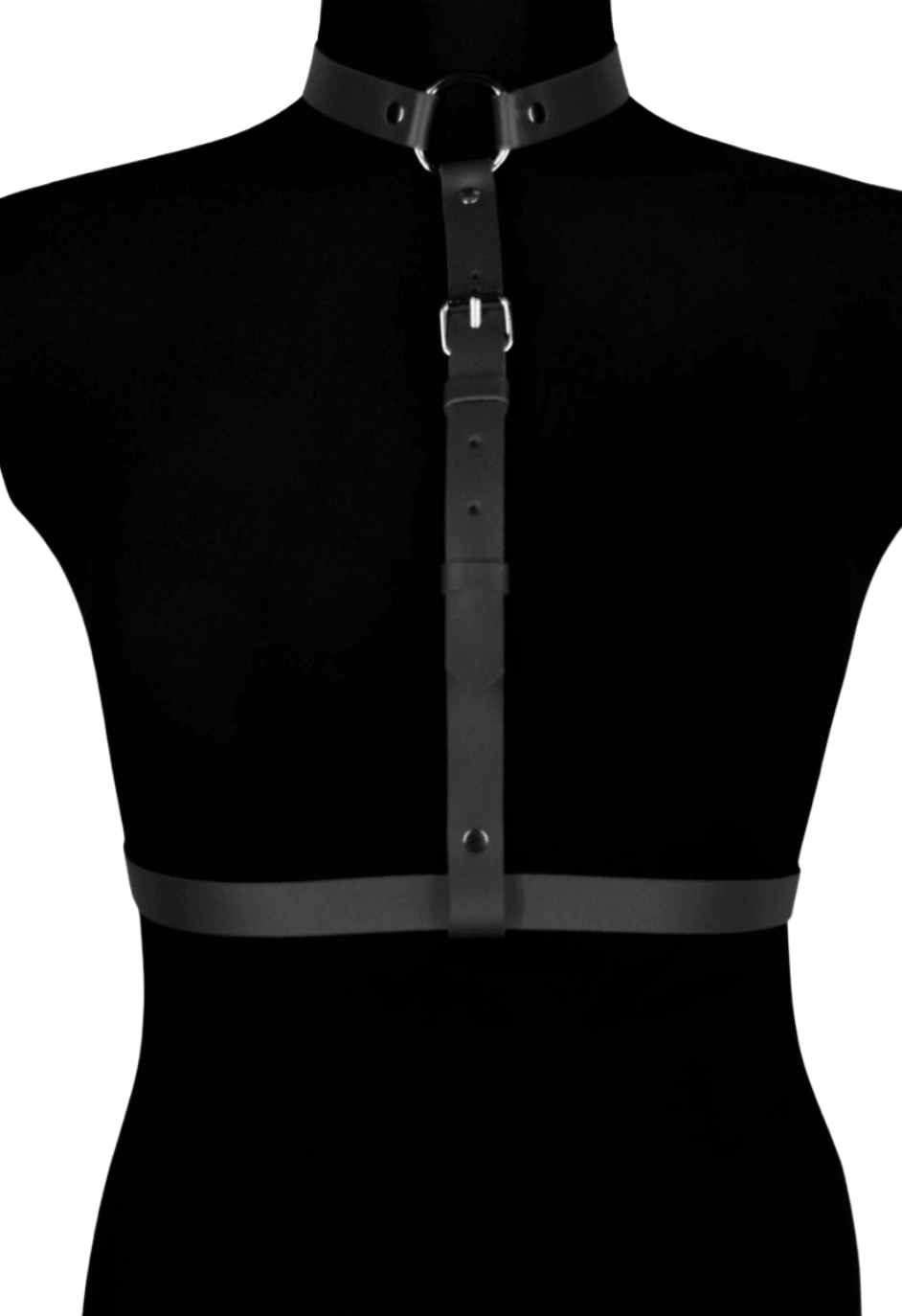 Harness - uprząż zapinana na szyję w czarnym kolorze