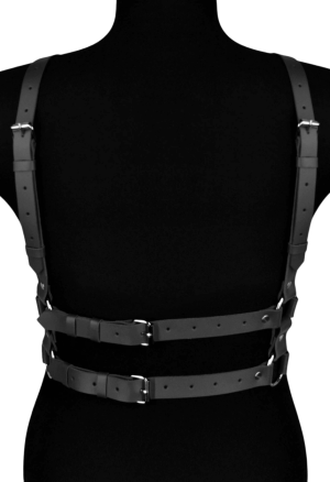 Czarny, skórzany harness...