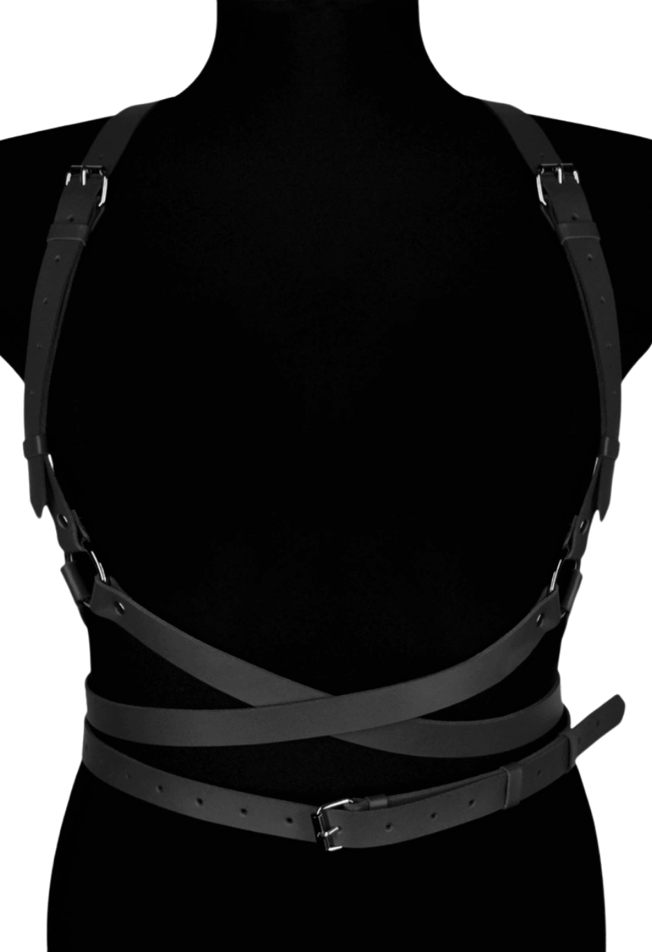 Eleganckie, skórzane szelki - harness kolor czarny