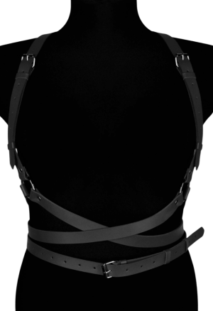 Eleganckie, skórzane szelki - harness kolor czarny