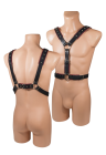 Skórzany harness, ciekawy wzór, czarno-czerwony