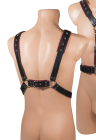 Skórzany harness, ciekawy wzór, czarno-czerwony