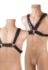 Klasyczny harness z prawdziwej skóry, czarno-czerwony