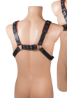 Klasyczny harness z prawdziwej skóry, czarno-czerwony