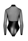 Transparentne body Powerwetlook z zamkiem i tiulowymi rękawami