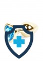Metalowy plug - serce z błękitnym kryształem, złoty 