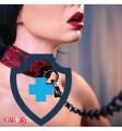 Ekskluzywna, ciężka smycz z obrożą z ozdobnym haftem sexshop w Krakowie