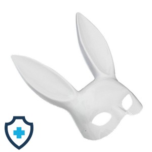 Biała maska królik ze sztywnymi uszkami