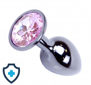 Klasyczny mini plug  z pudrowym kryształem, chromowy  