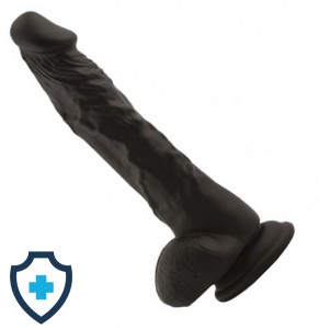 Czarne, długie dildo z miękkiego silikonu, 4 cm średnicy