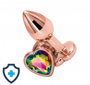 Różowe złoto - mały plug analny z kryształkiem w kształcie serca
