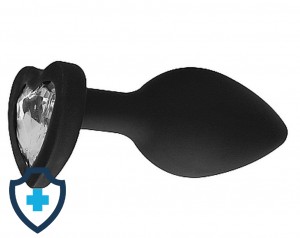 Czarny silikonowy korek analny z diamencikiem