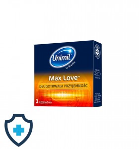 Nielateksowe prezerwatywy opóźniające wytrysk - Unimil Max Love, 3 szt.