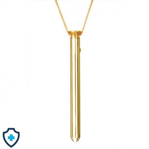 Naszyjnik pokryty 24-karatowym złotem - mini wibrator, biżuteria erotyczna