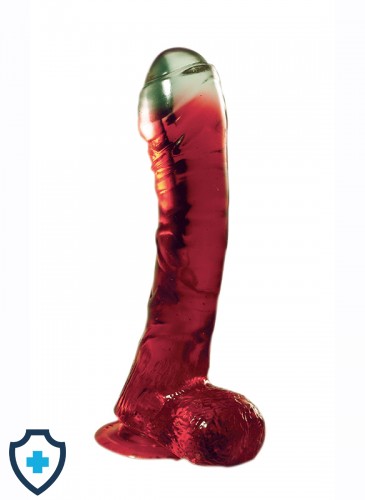 Zakrzywione czerwone dildo z przyssawką 16,5 cm 