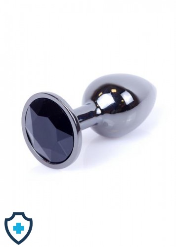 Klasyczny mini plug z czarnym kryształem, chromowy