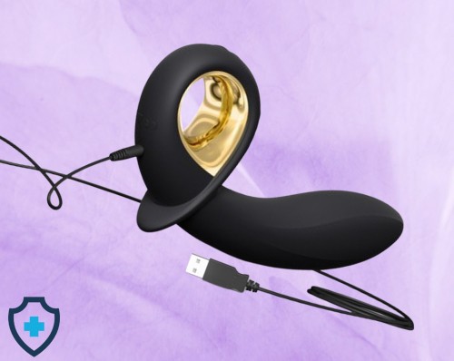 Luksusowy wibrator waginalno-analny ze złotymi detalami