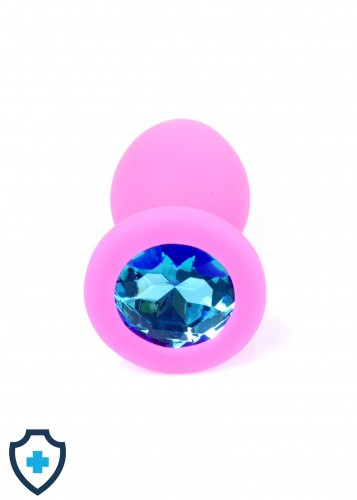 Różowy korek z błękitnym diamentem, silikonowy