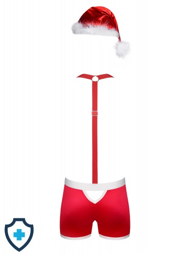 Kostium - Mikołaj, świąteczne bokserki z szelkami i czapką