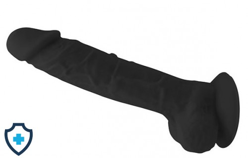 Termoaktywne dildo w kolorze czarnym - 24 cm, silikon